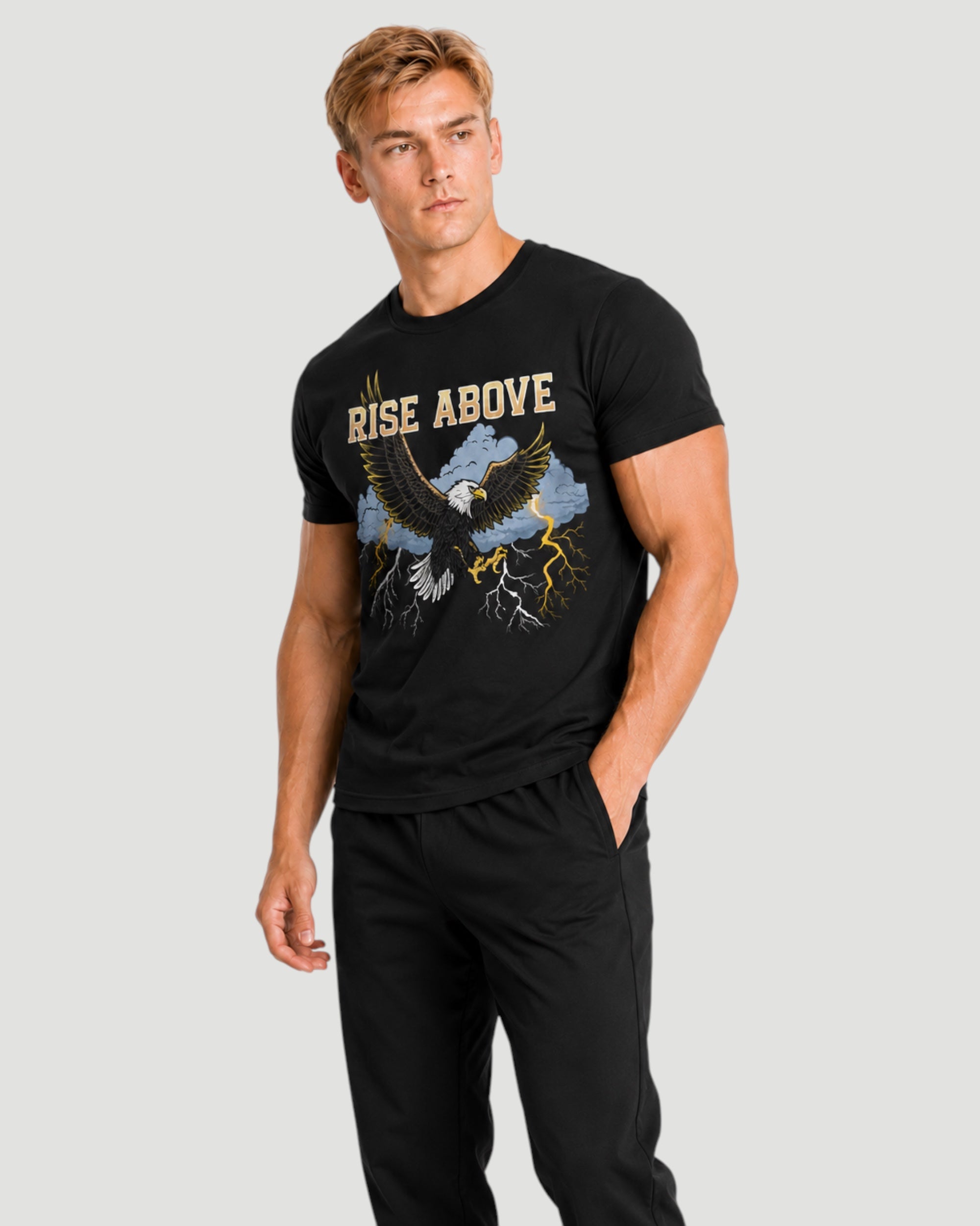 ATHLEX Men’s Black Rise Above Cotton Graphic Tee