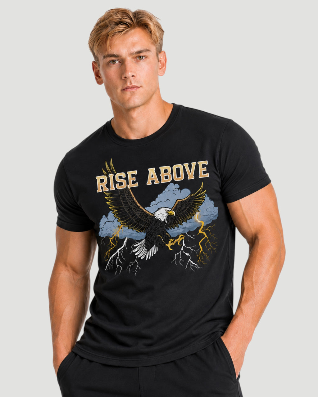 ATHLEX Men’s Black Rise Above Cotton Graphic Tee