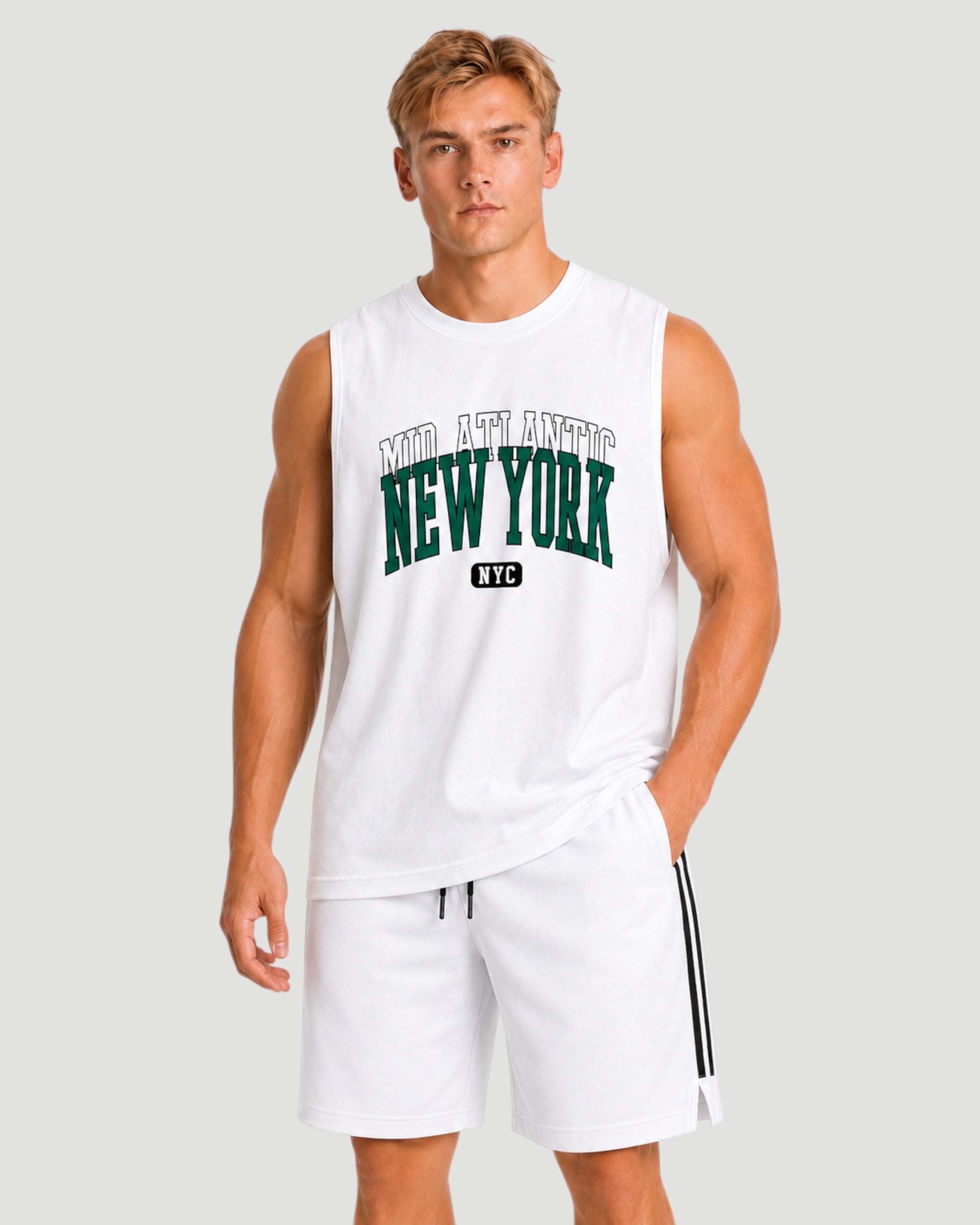 ATHLEX NYC Sleeveless Gym Tank - White