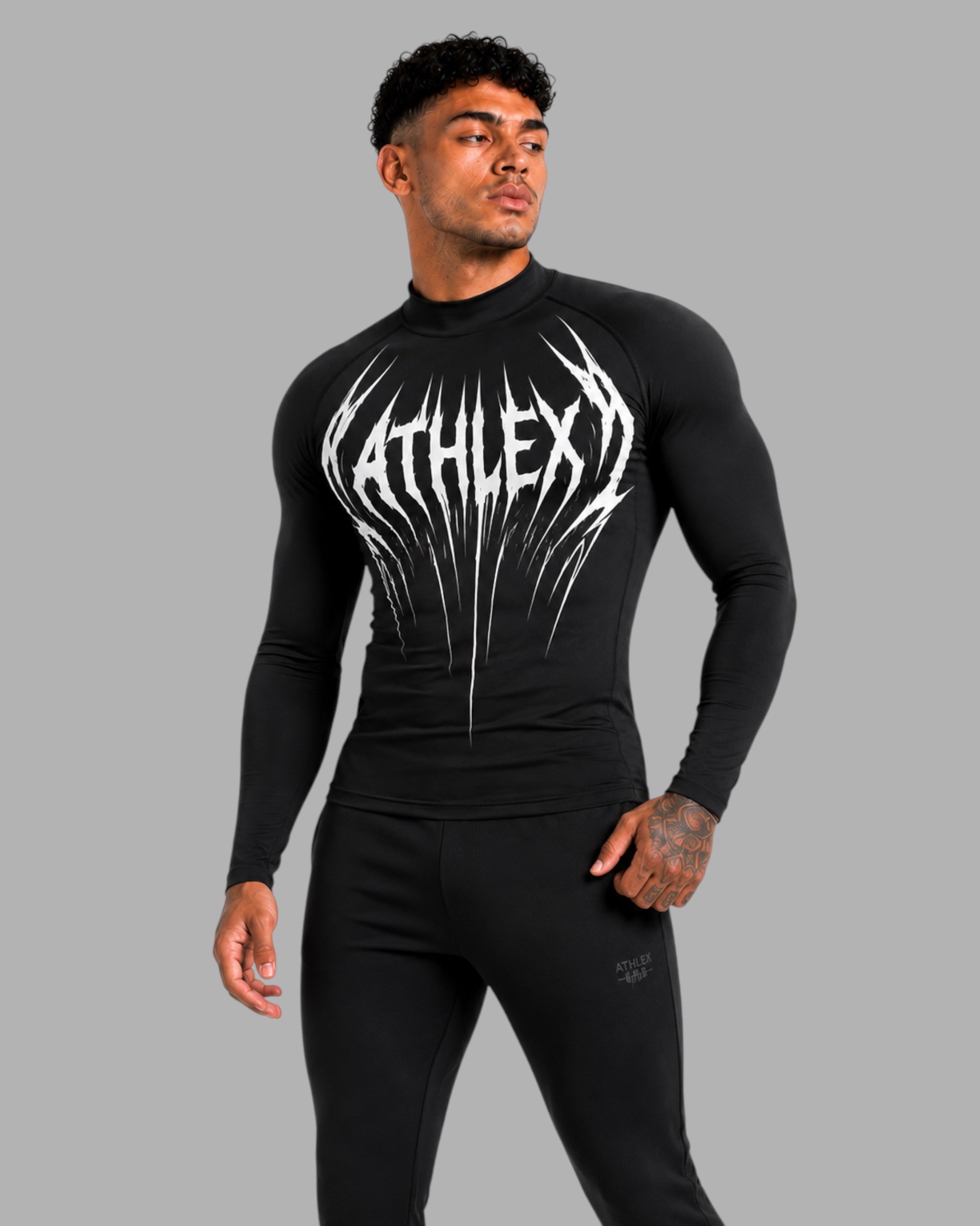 ATHLEX Rage Black Long Sleeve Compression Shirt