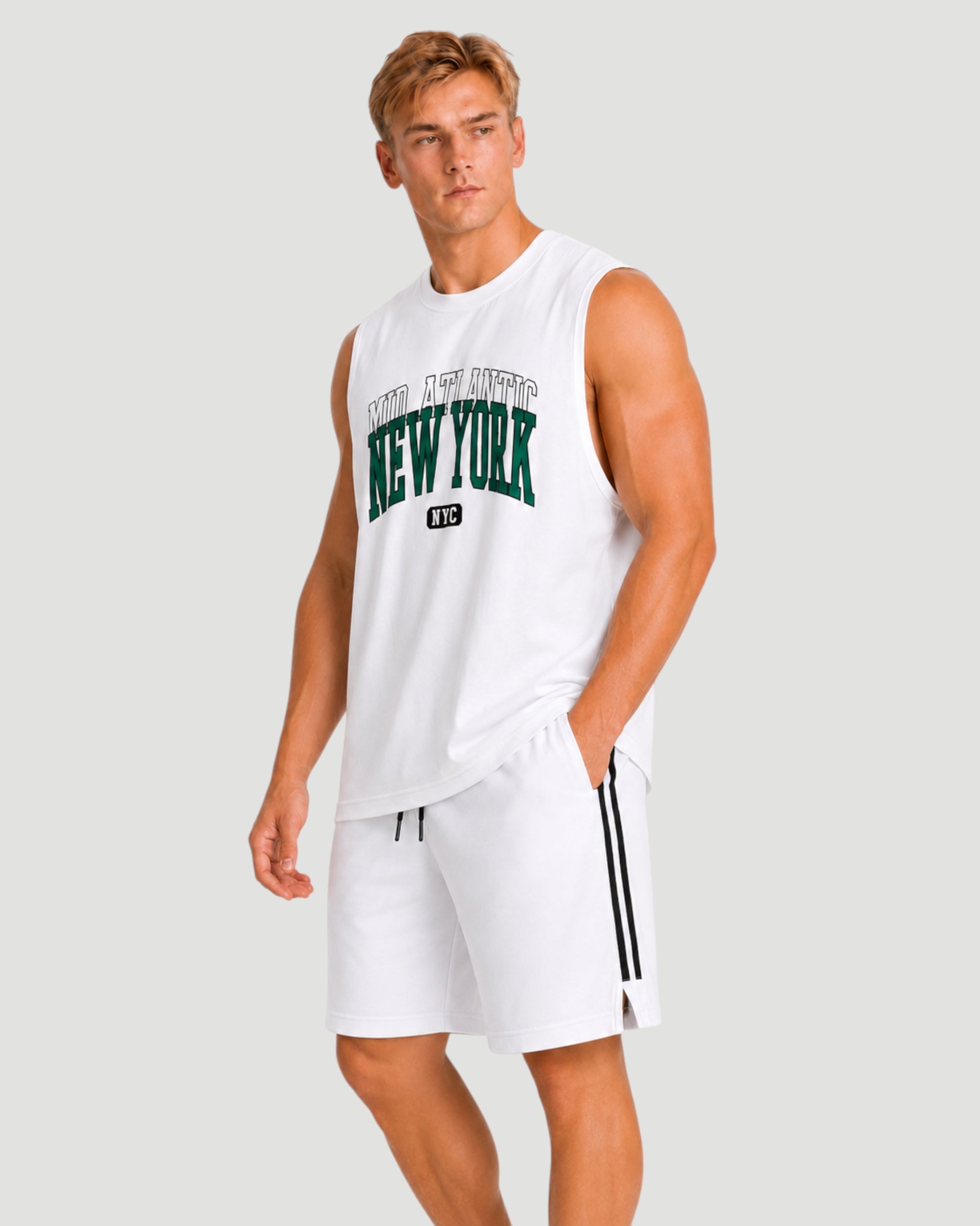 ATHLEX NYC Sleeveless Gym Tank - White