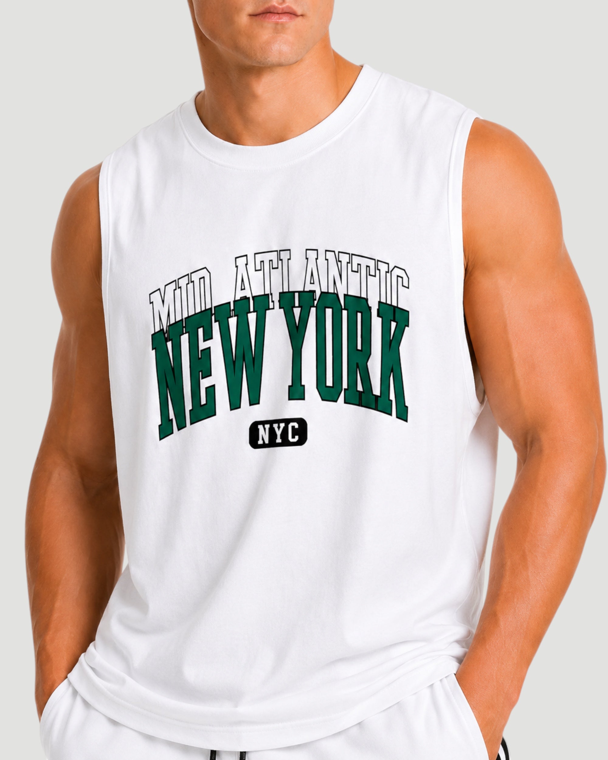 ATHLEX NYC Sleeveless Gym Tank - White