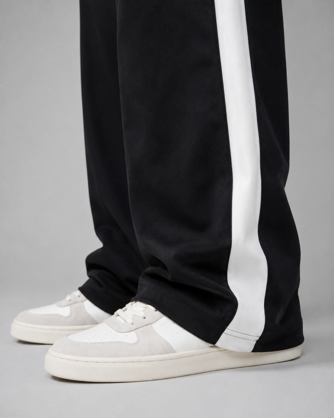 ATHLEX Velocity Stripe Wide-Leg Track Pants – Black & White
