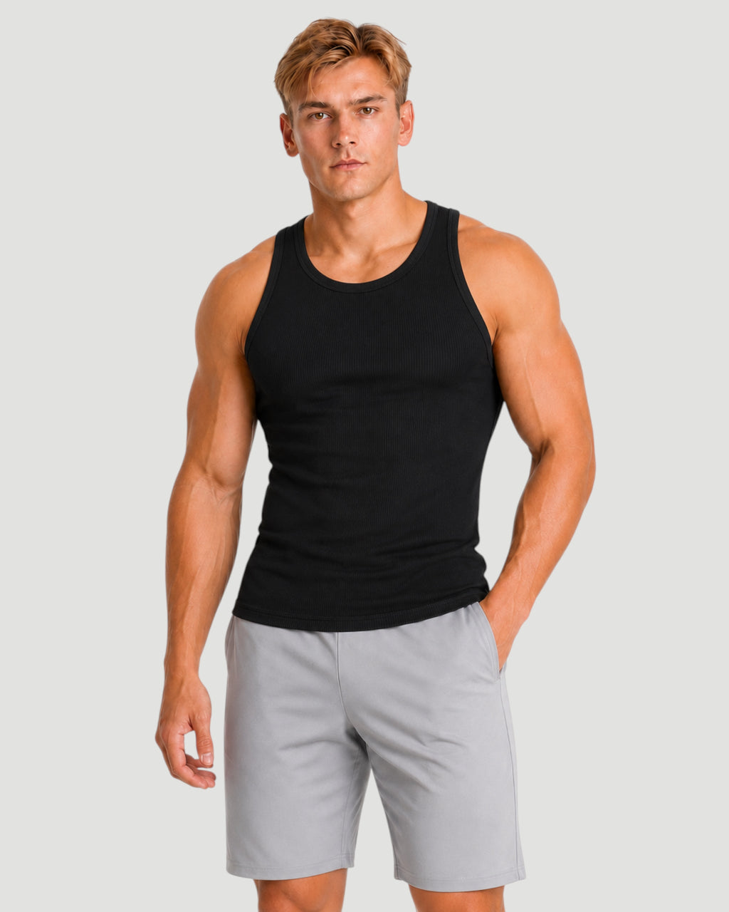 ATHLEX Ribbed Sleeveless Tank - Black