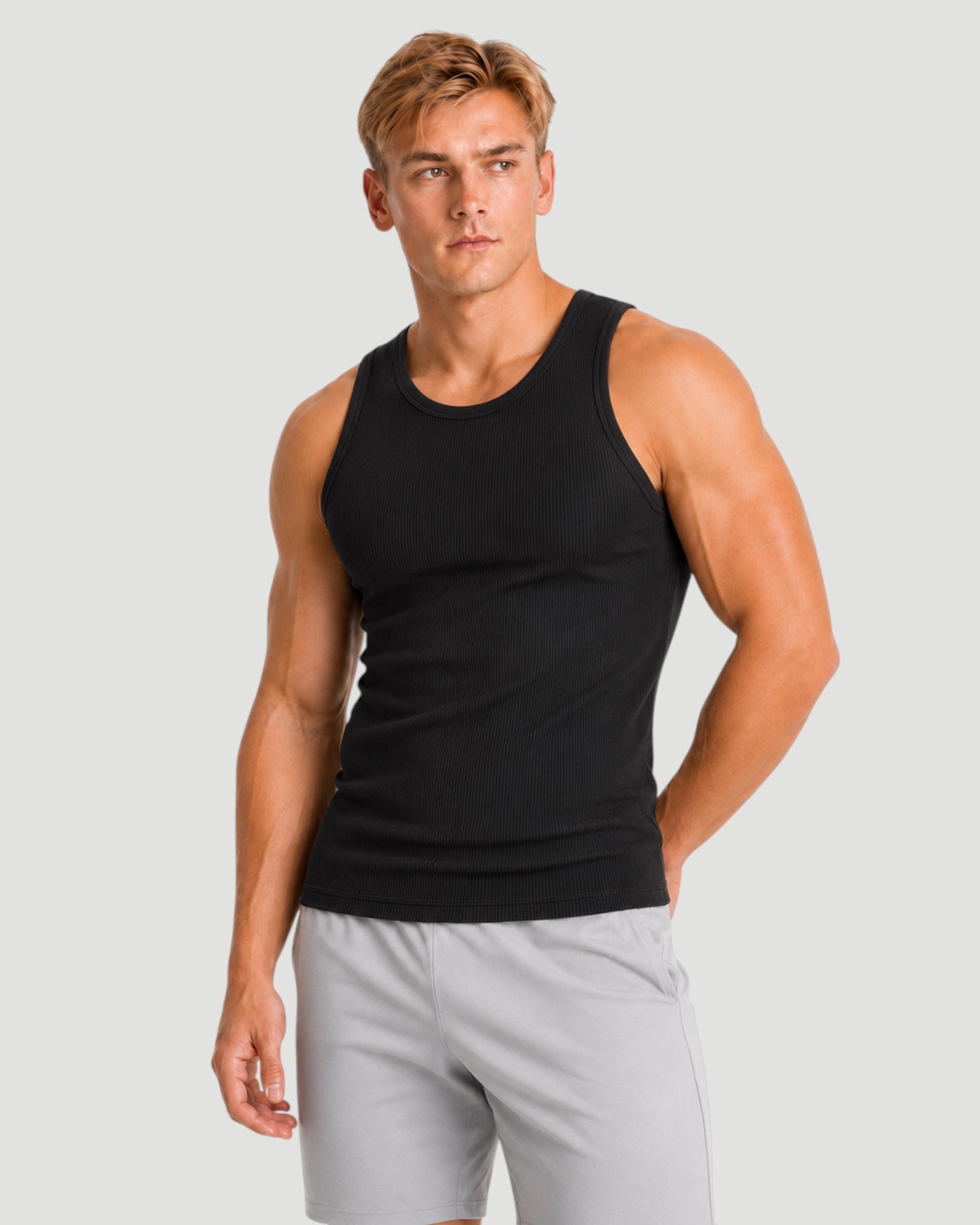ATHLEX Ribbed Sleeveless Tank - Black