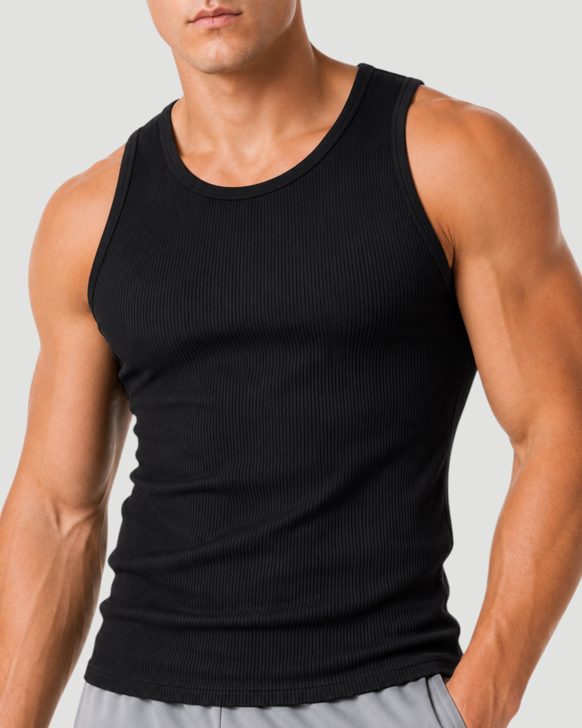 ATHLEX Ribbed Sleeveless Tank - Black