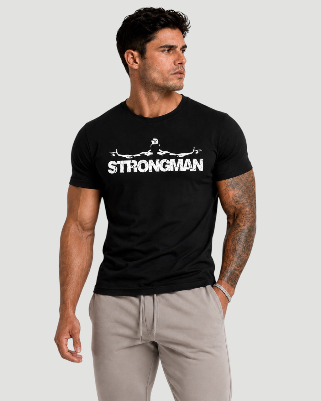 ATHLEX Men’s Black Strongman Cotton Graphic Tee