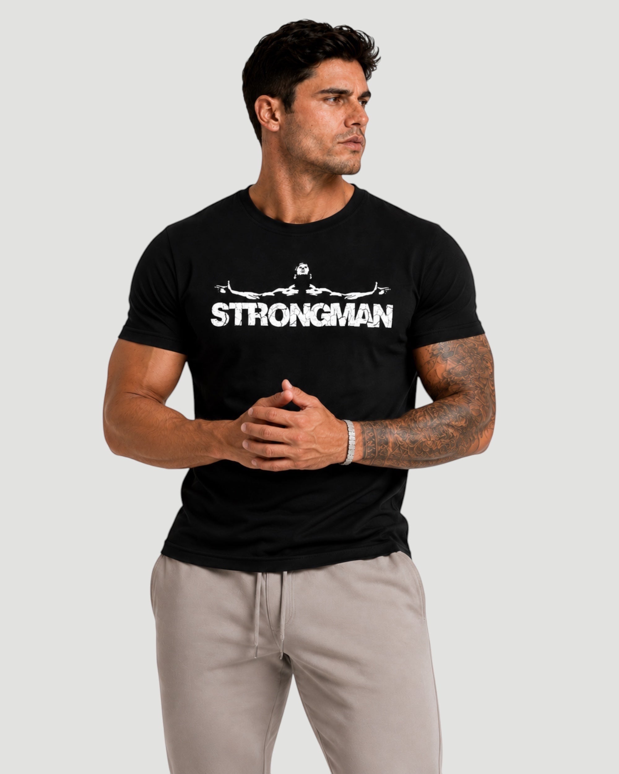 ATHLEX Men’s Black Strongman Cotton Graphic Tee