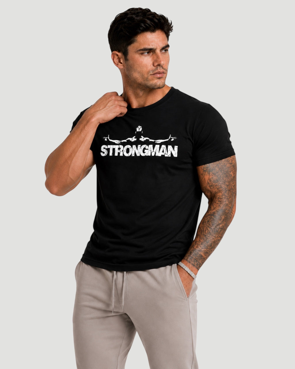 ATHLEX Men’s Black Strongman Cotton Graphic Tee