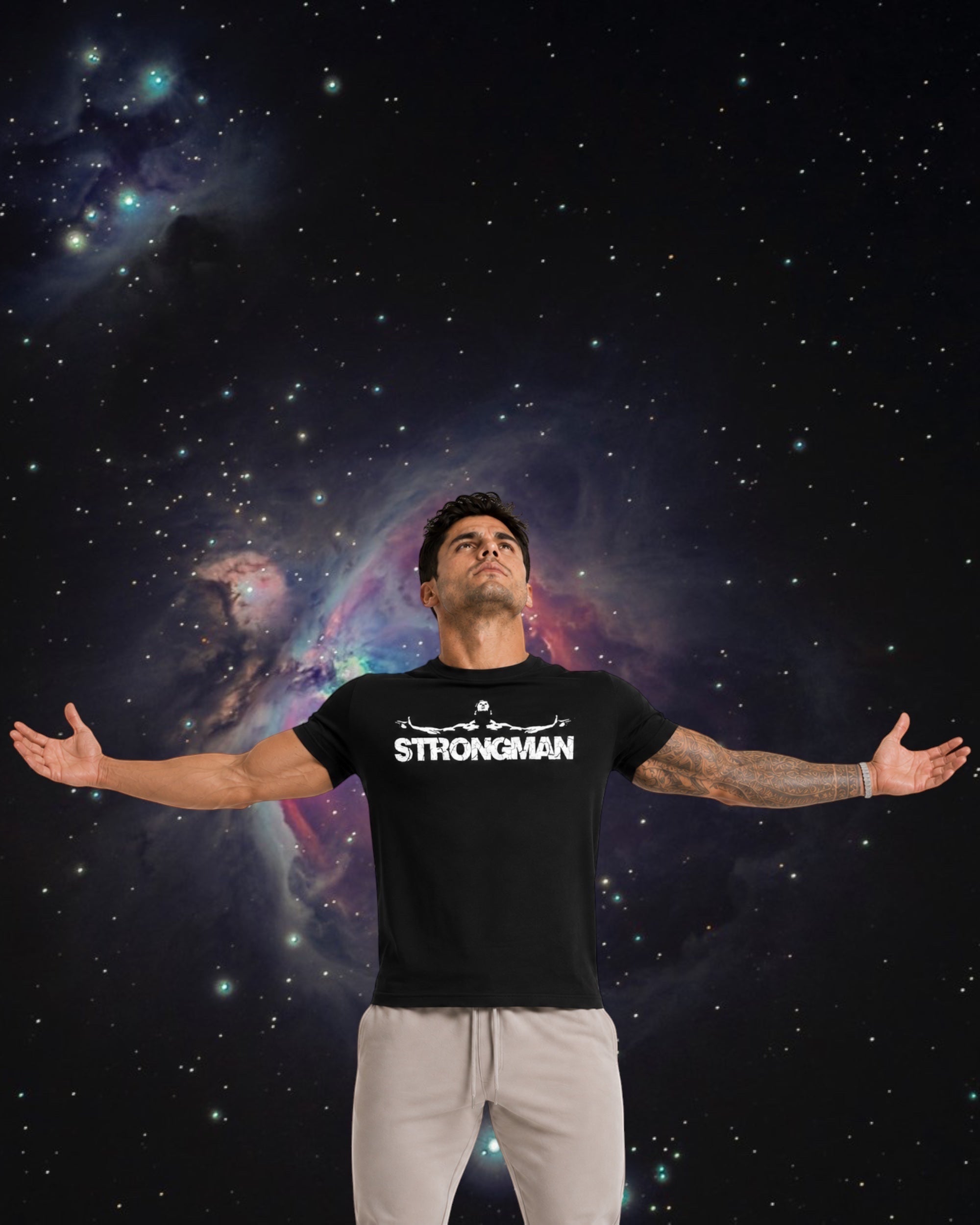 ATHLEX Men’s Black Strongman Cotton Graphic Tee