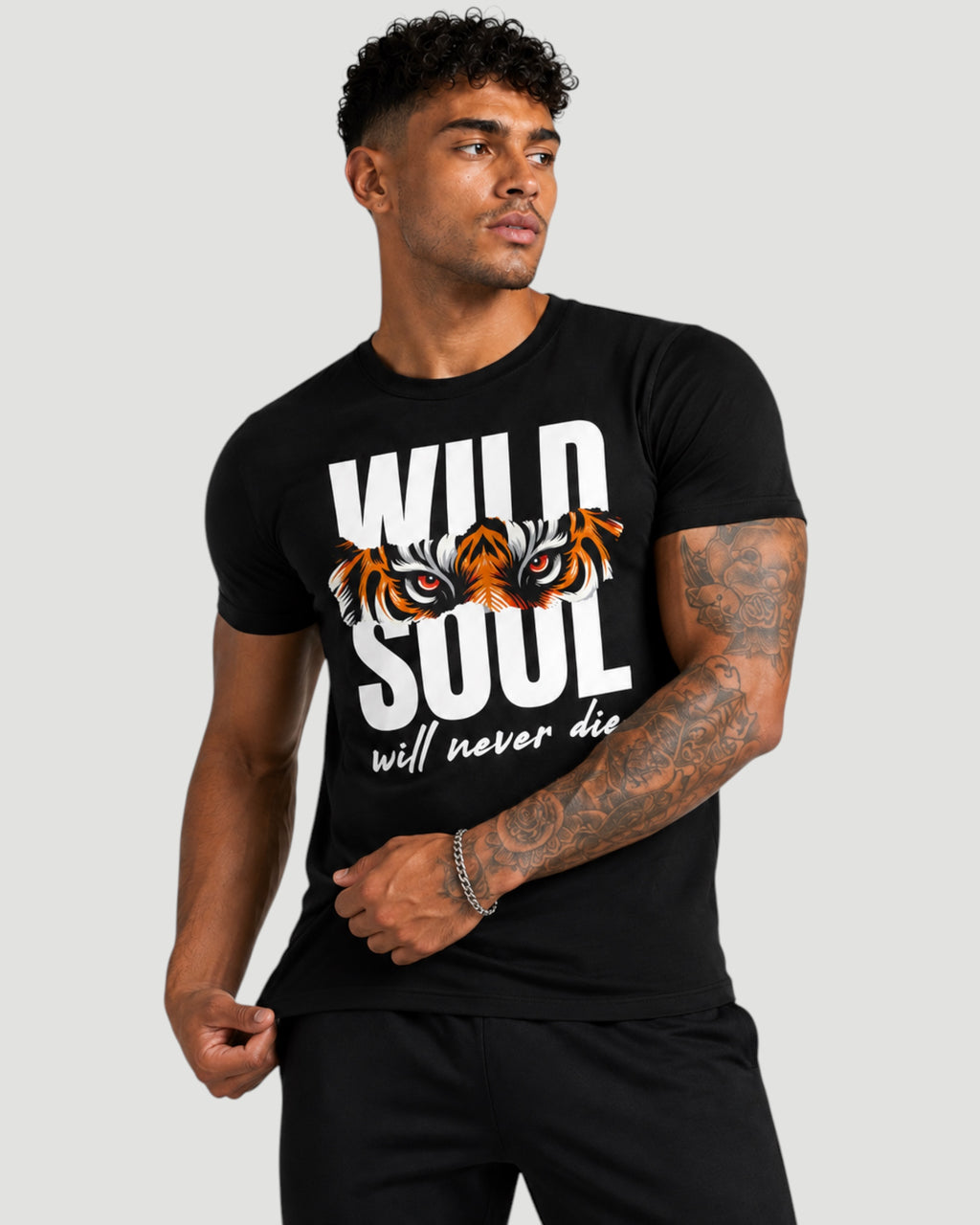 ATHLEX Men’s Black Wild Soul Cotton Graphic Tee