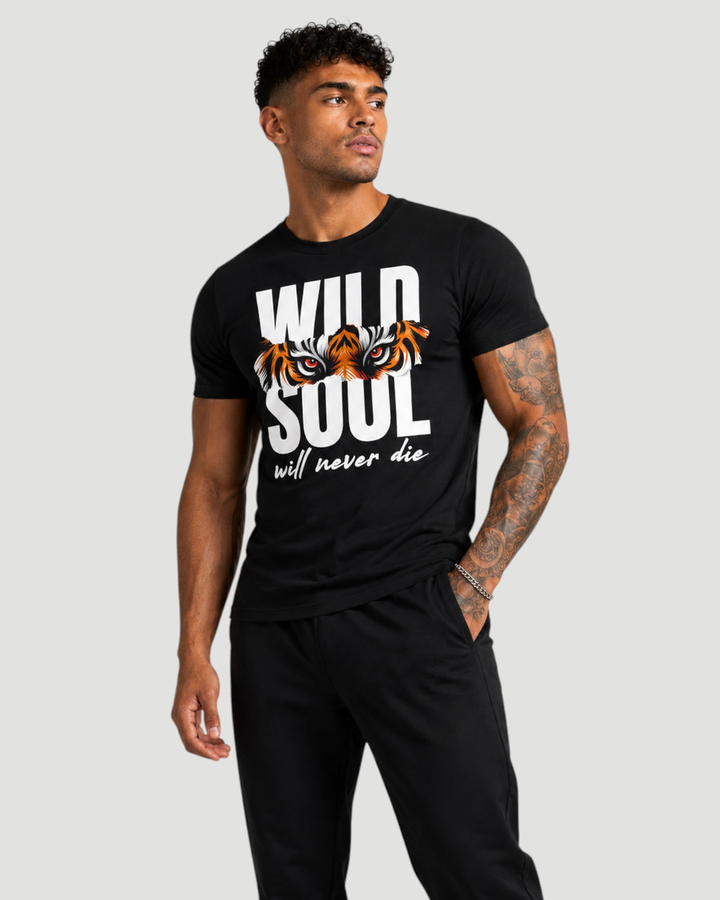 ATHLEX Men’s Black Wild Soul Cotton Graphic Tee