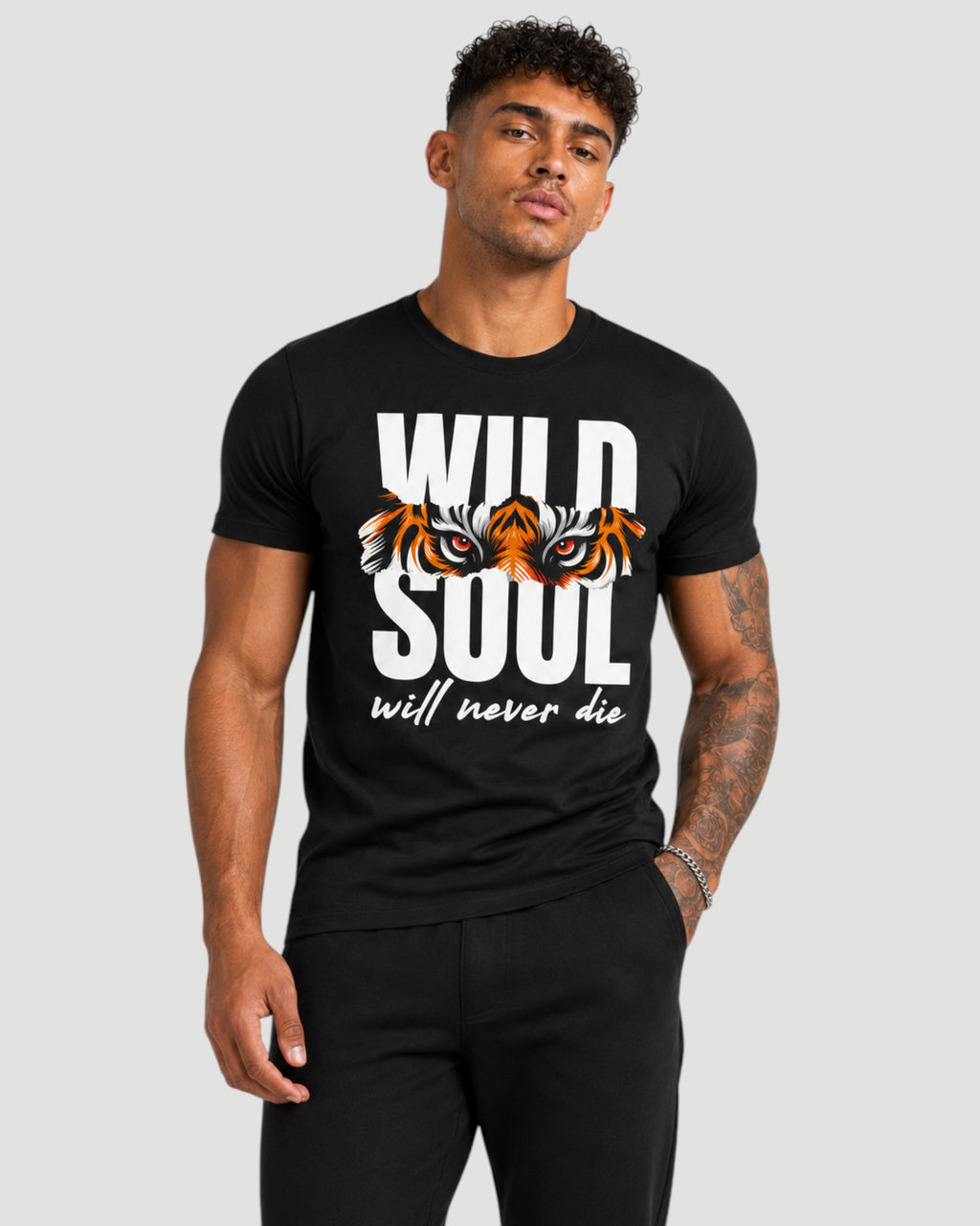 ATHLEX Men’s Black Wild Soul Cotton Graphic Tee