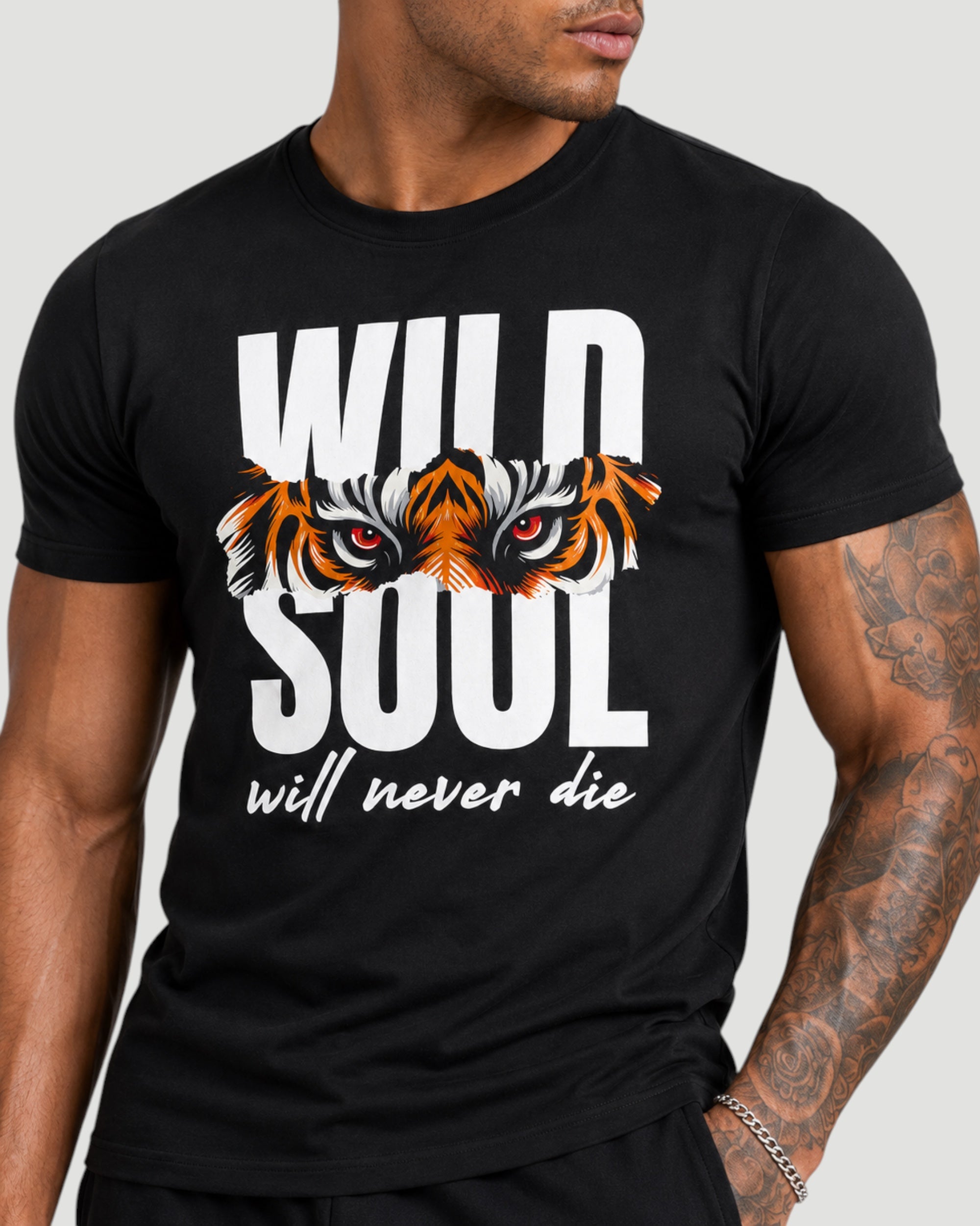 ATHLEX Men’s Black Wild Soul Cotton Graphic Tee