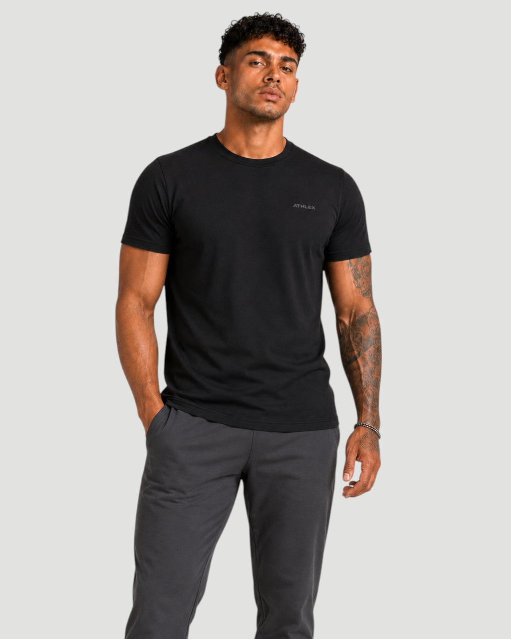 ATHLEX Men’s Minimal Black Cotton T-Shirt