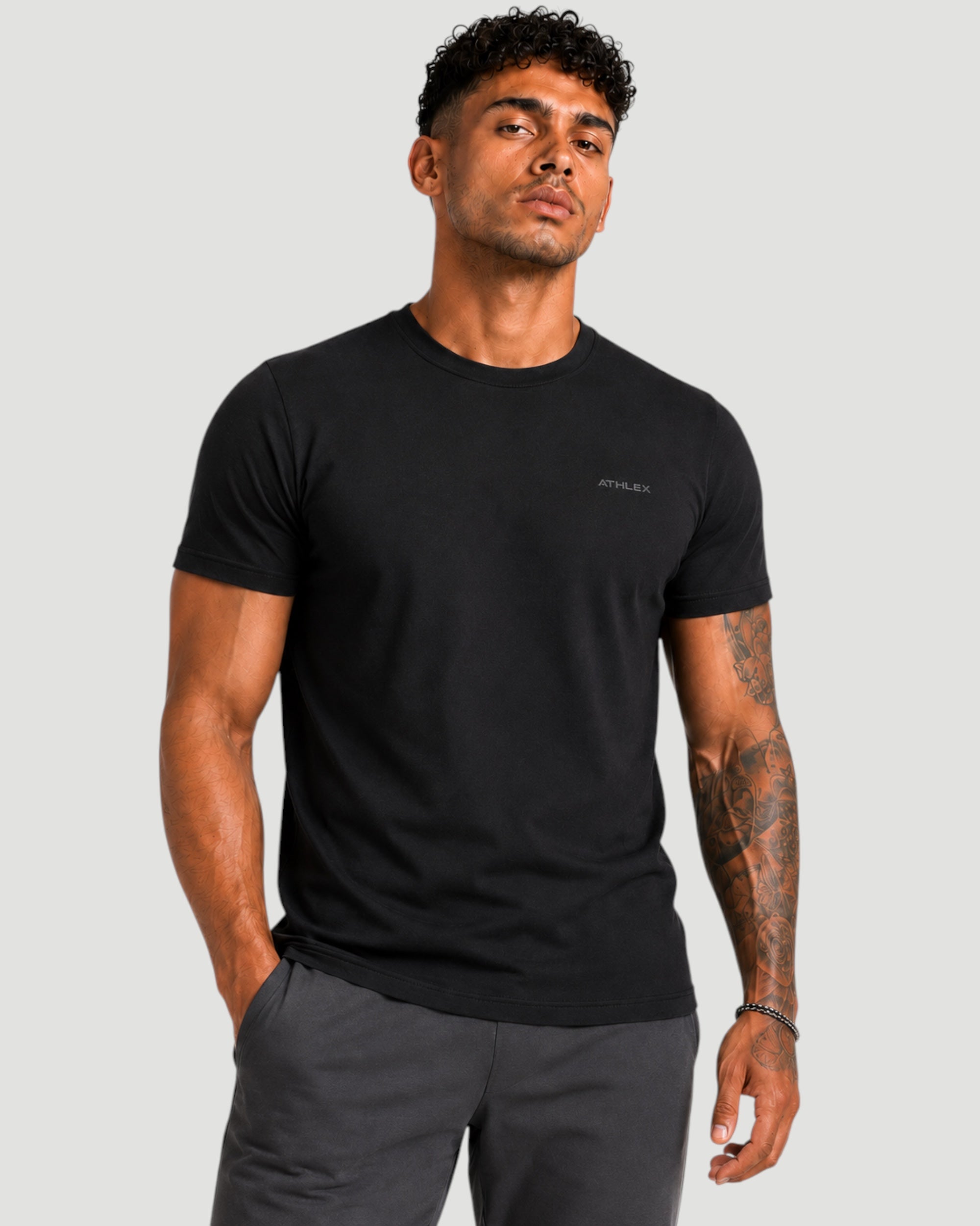 ATHLEX Men’s Minimal Black Cotton T-Shirt