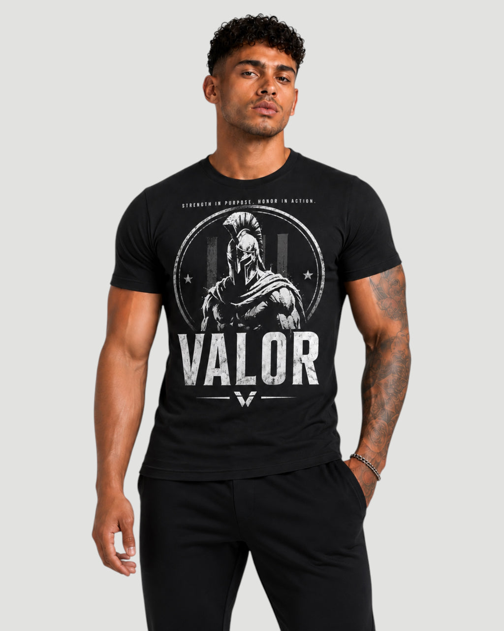 ATHLEX Men’s Black Valor Warrior Graphic Tee