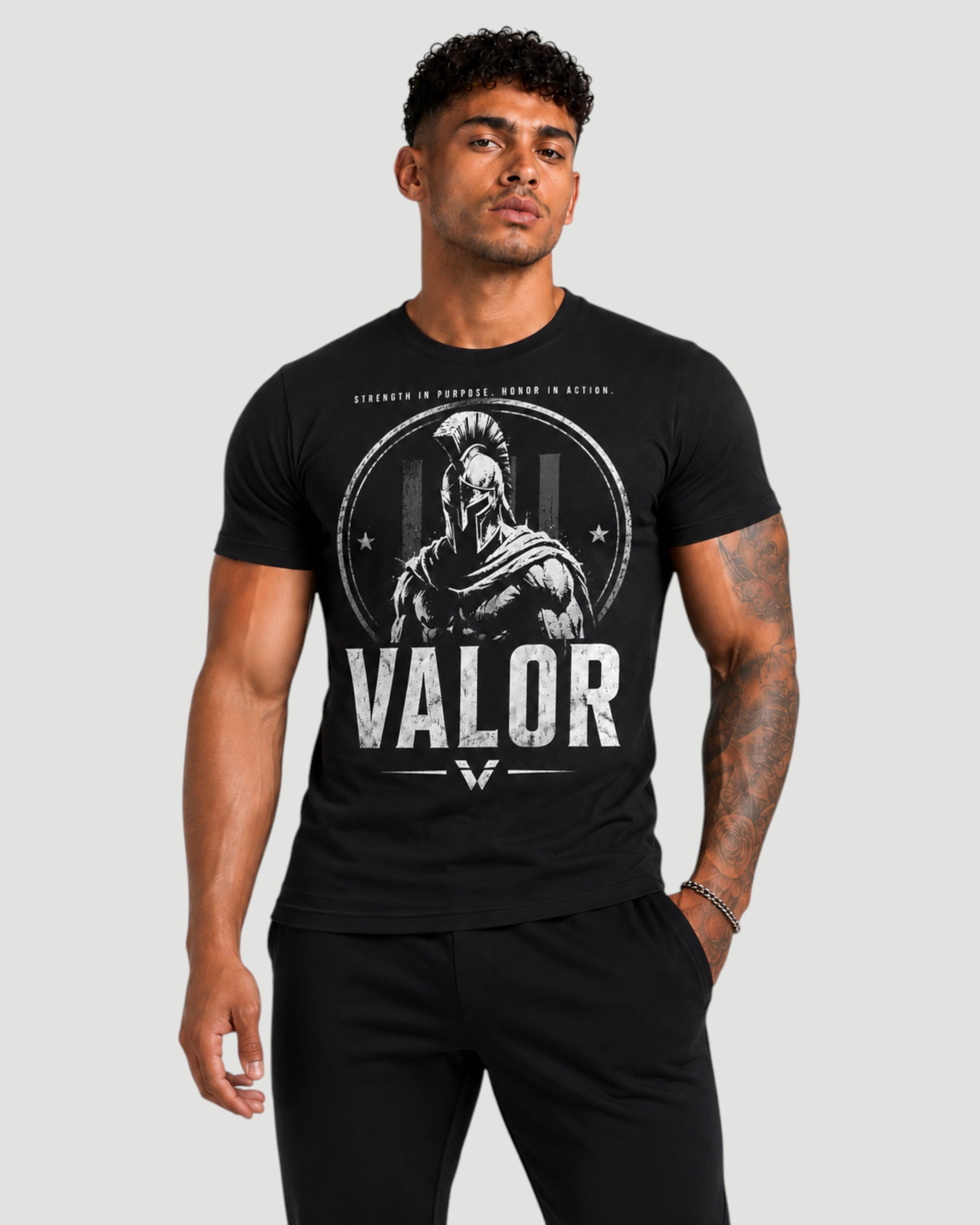 ATHLEX Men’s Black Valor Warrior Graphic Tee