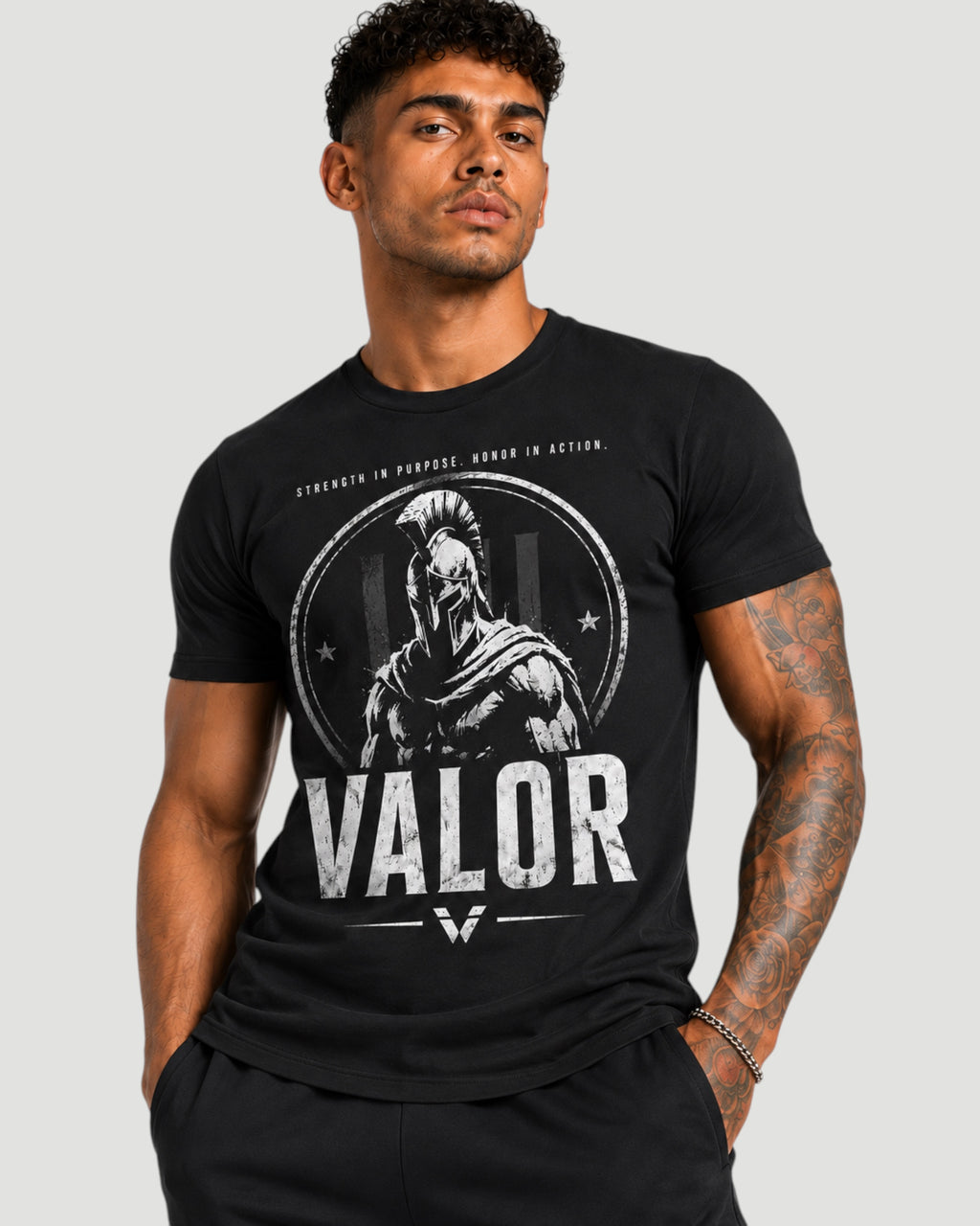 ATHLEX Men’s Black Valor Warrior Graphic Tee