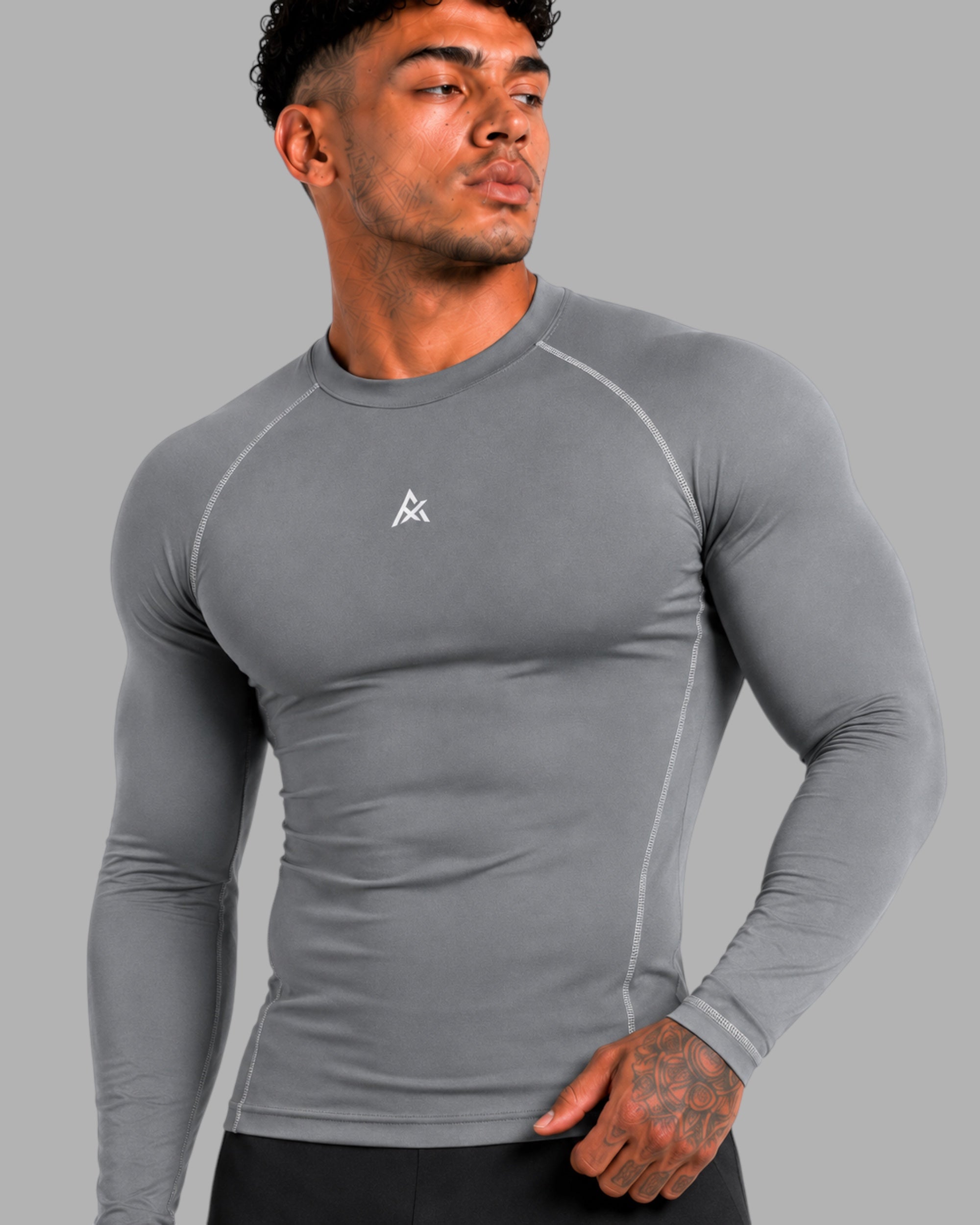 ATHLEX Steel Grey Long Sleeve Compression Shirt