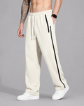 ATHLEX MonoStripe Wide-Leg Track Pants – Ivory & Black