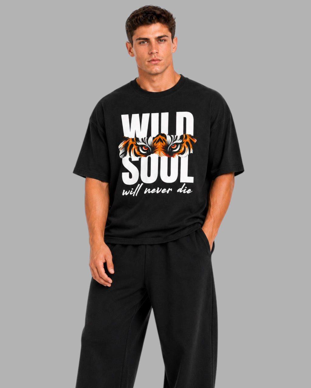ATHLEX Wild Soul Black Oversized Graphic Tee