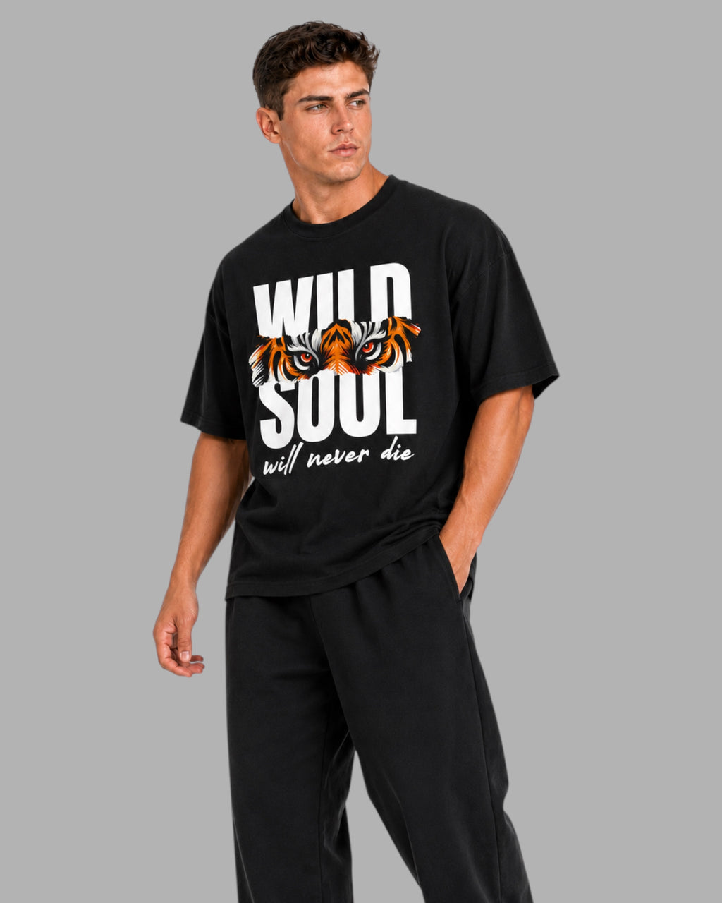 ATHLEX Wild Soul Black Oversized Graphic Tee