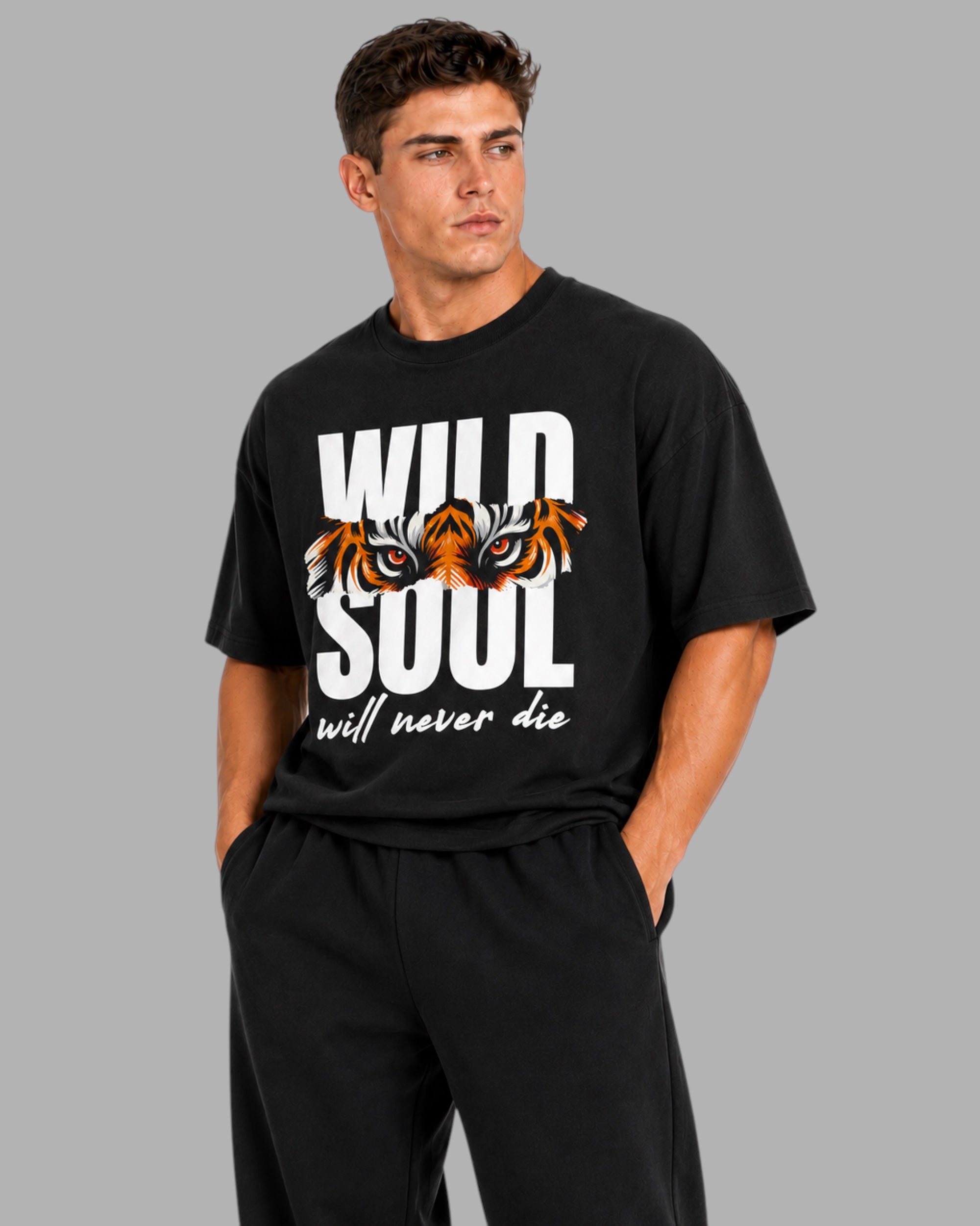 ATHLEX Wild Soul Black Oversized Graphic Tee