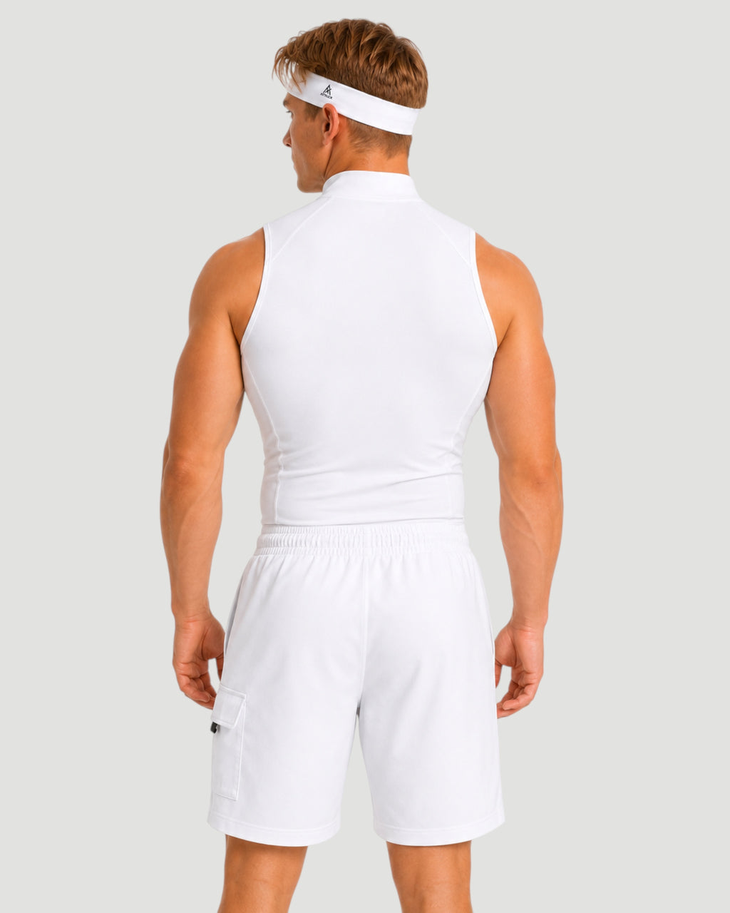 ATHLEX High Neck Compression Sleeveless Shirt - White