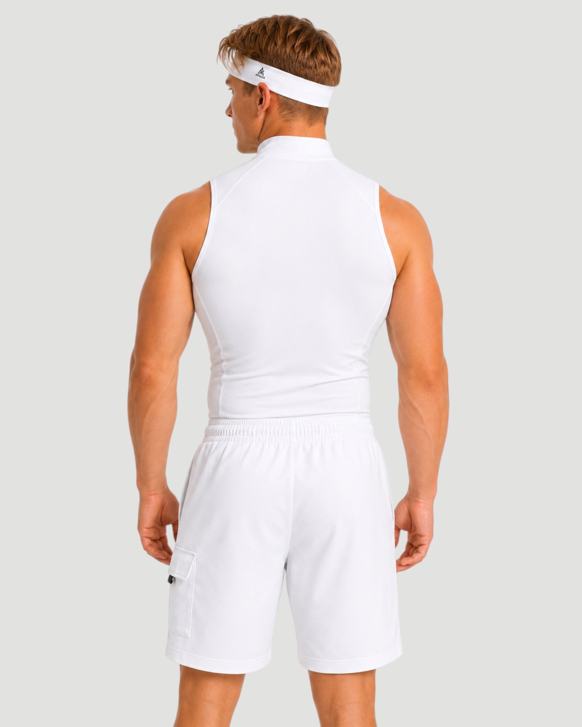 ATHLEX High Neck Compression Sleeveless Shirt - White