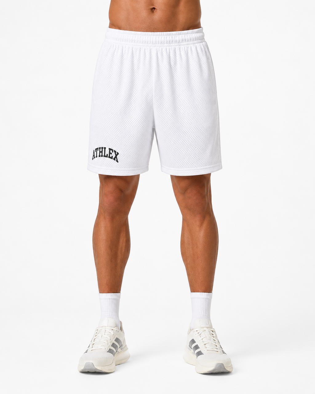 ATHLEX Varsity Mesh Basketball Shorts – Arctic White
