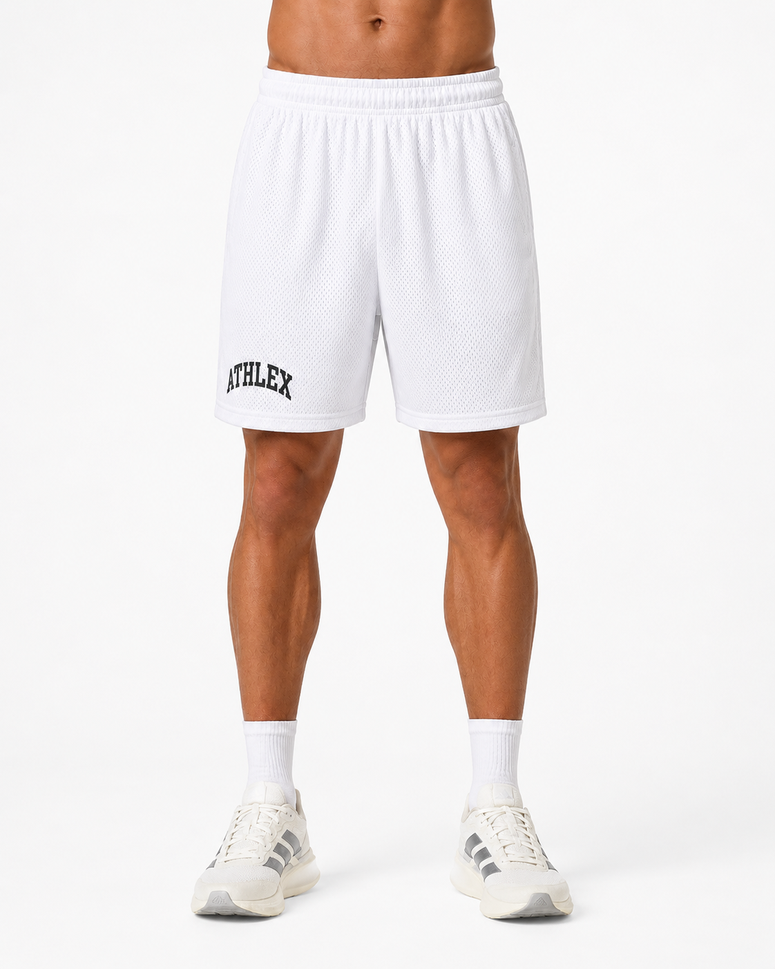 ATHLEX Varsity Mesh Basketball Shorts – Arctic White
