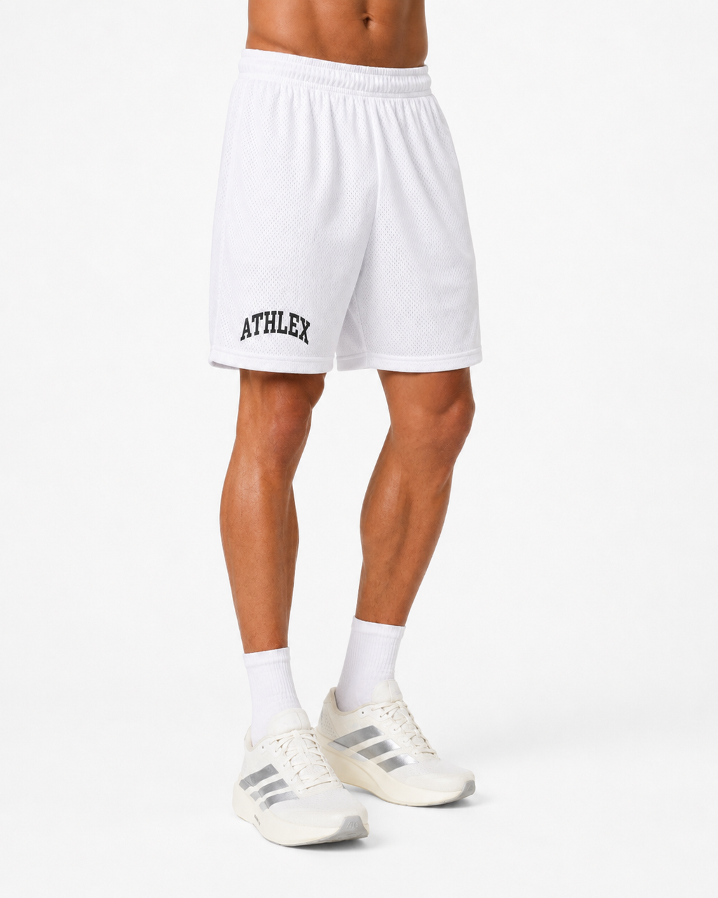 ATHLEX Varsity Mesh Basketball Shorts – Arctic White
