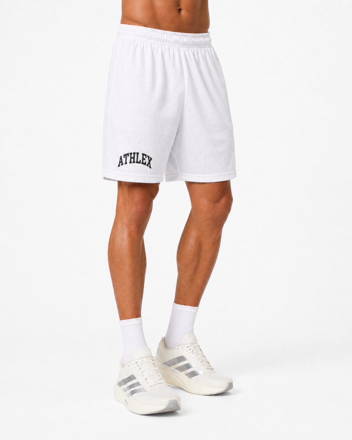 ATHLEX Varsity Mesh Basketball Shorts – Arctic White