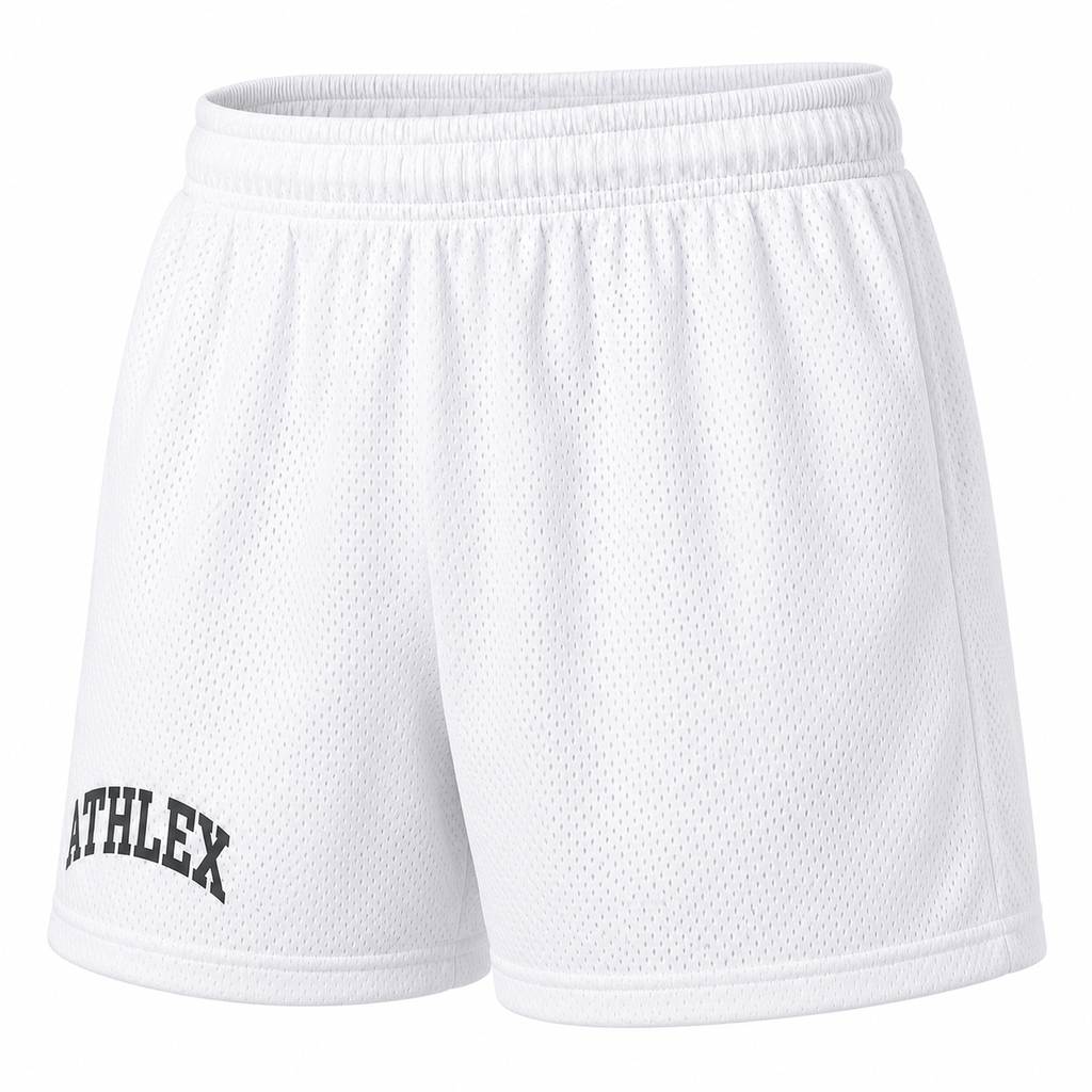 ATHLEX Varsity Mesh Basketball Shorts – Arctic White